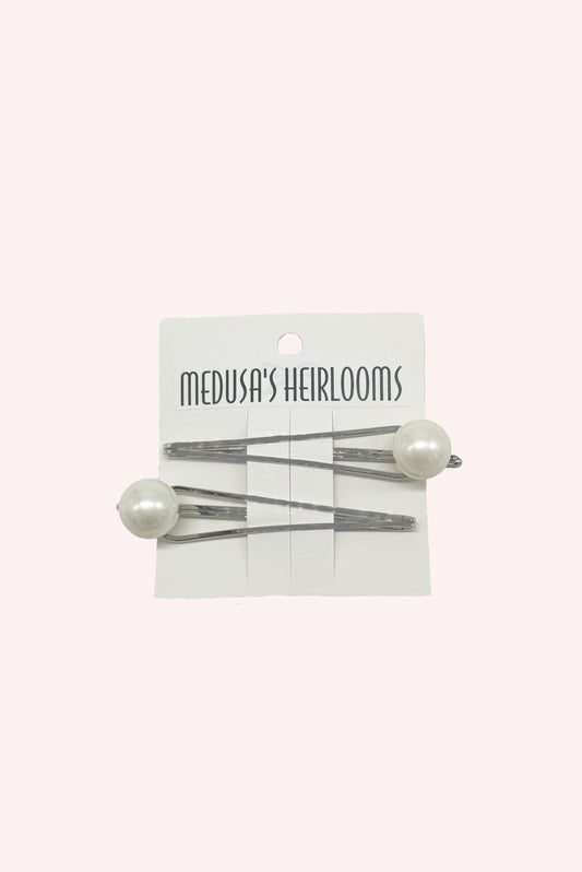 Pearl Accent Bobby Pin Pair<br> Silver - Anna Sui