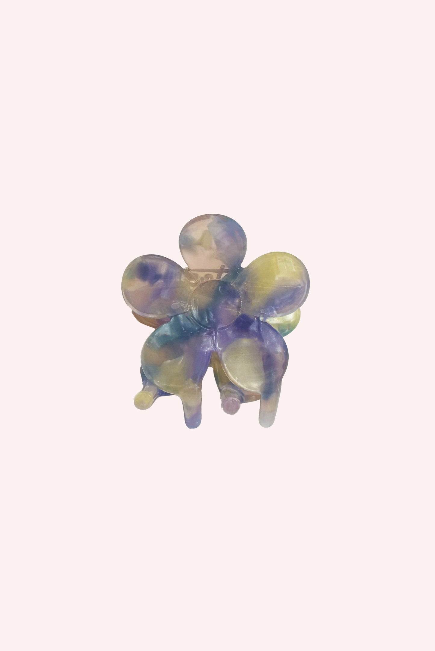 Medium Forget Me Not Flower Clip, Aquamarine, 5-petal flower, heart with a round design