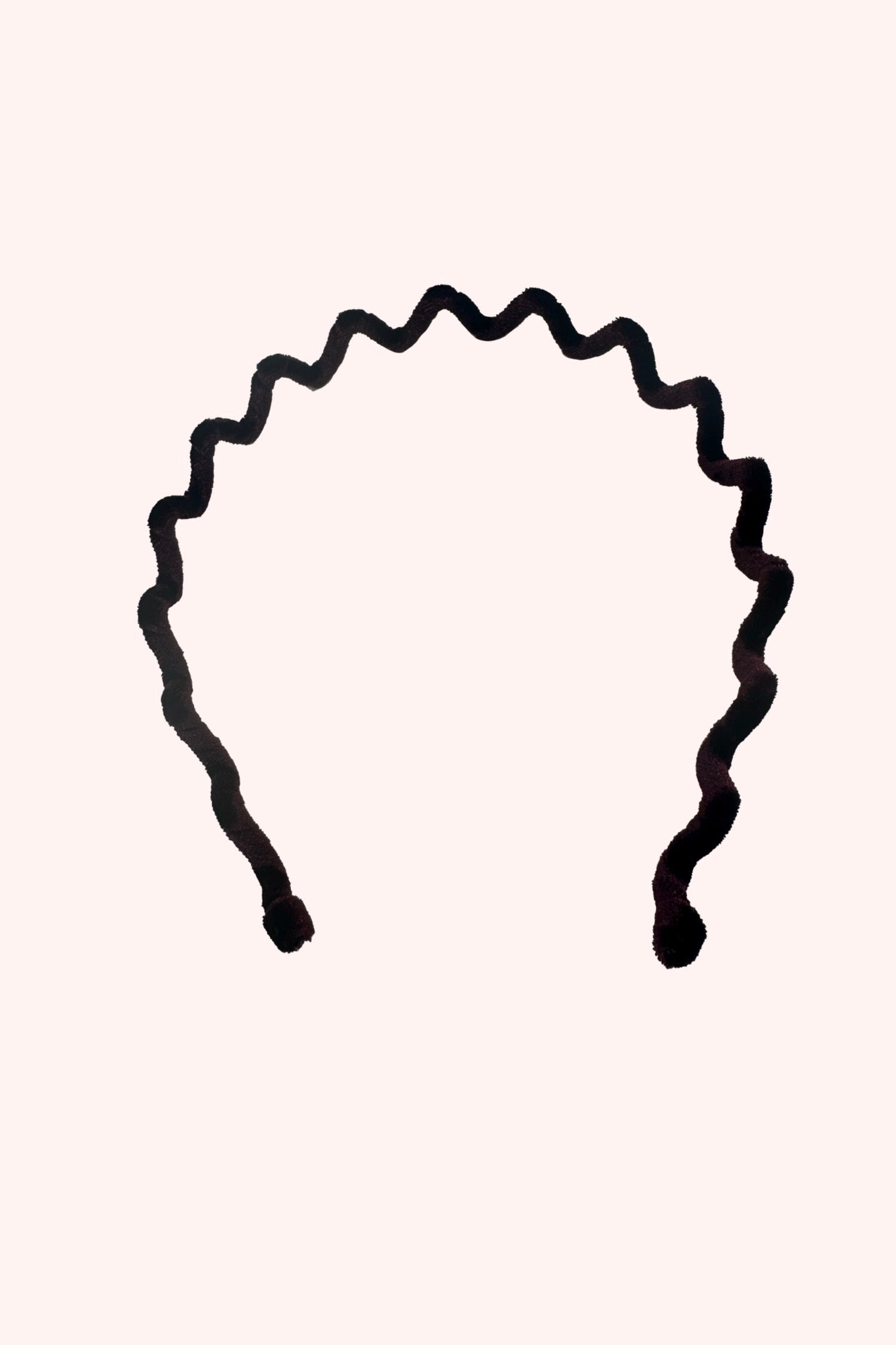 Wavy Velvet Headband Black Polyester, in omega shape