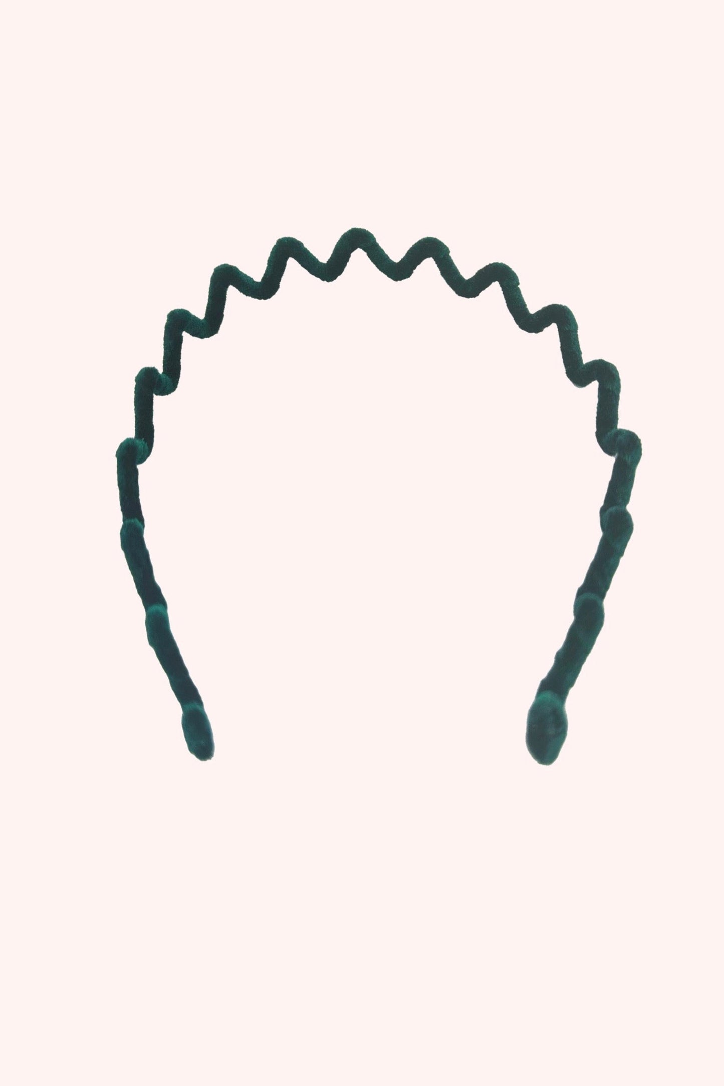 Wavy Velvet Headband Emerald Polyester, in omega shape