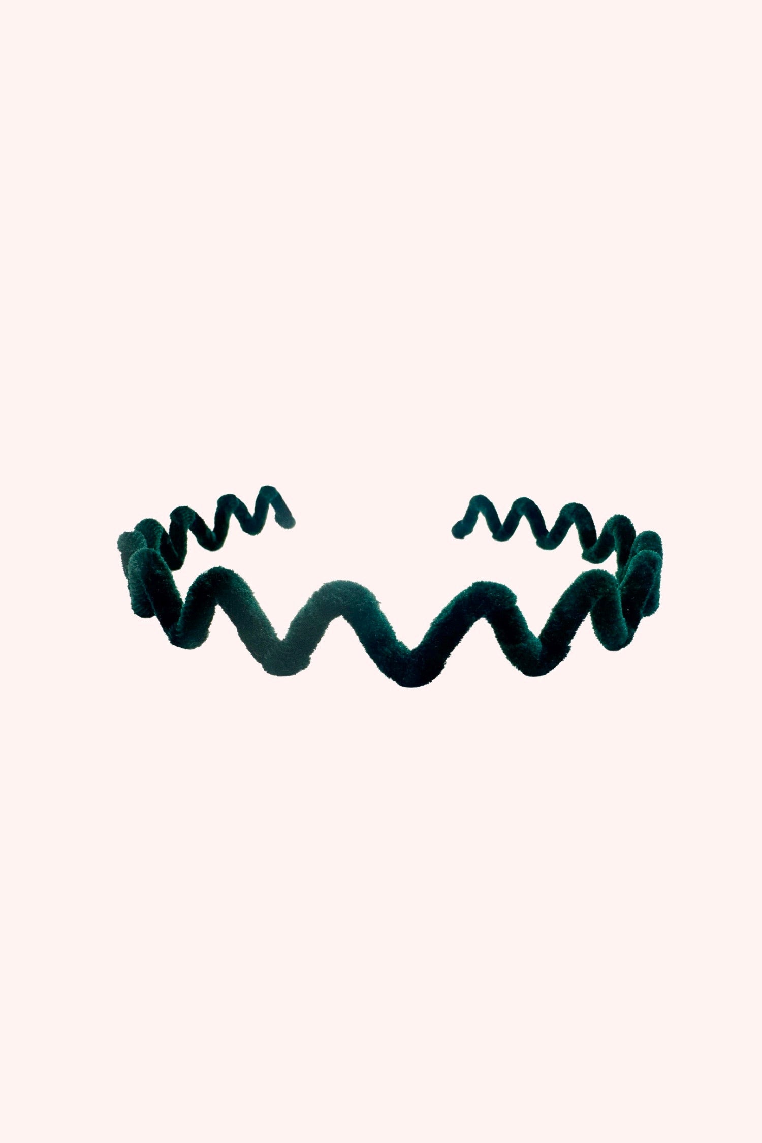 Wavy Velvet Headband Emerald Polyester, with larger waves on front