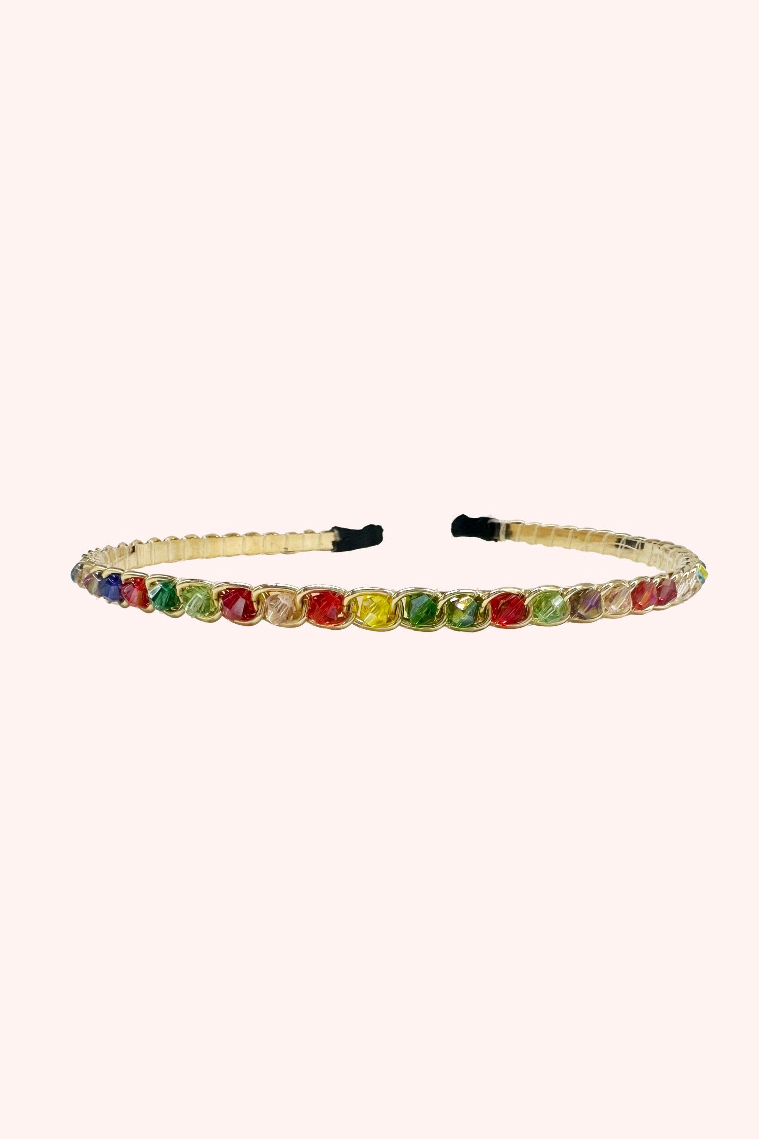 Kaleidoscope Multicolored Gemstone Headband,  iron and glass beads