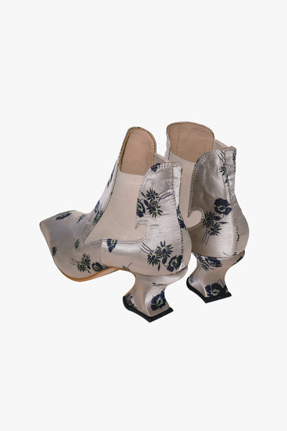 John Fluevog x Anna Sui Brocade Boots- Indigo (Sample)