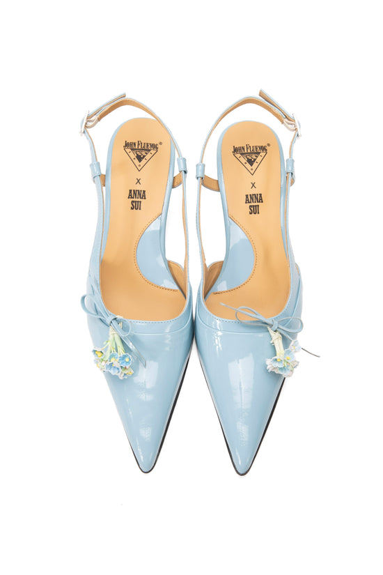 John Fluevog x Anna Sui Slingback Heels - Blue