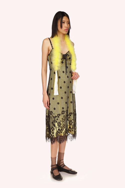 Marabou Boas Canary Yellow is a fake fur boa scarf the perfect complement for Anna Sui dresses