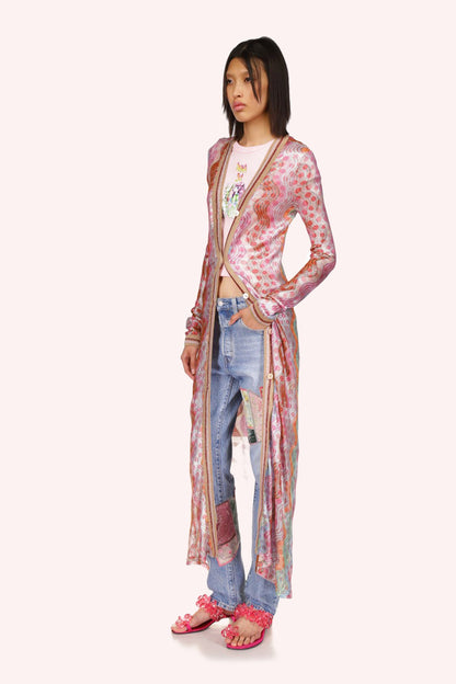 Swirly Rainbow Knit Long Cardigan