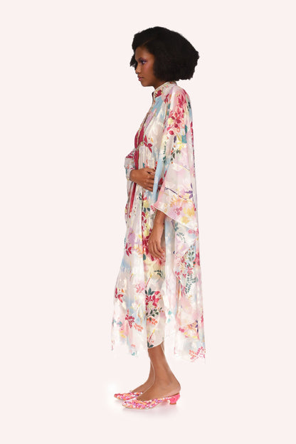 Atlantis Garden Kaftan, long flowing garment, crew neck, large sleeves, above ankles long