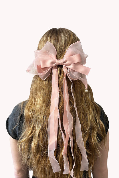 Large Pink Bow Barrette