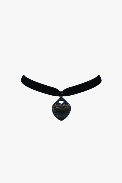 Large Retrolite Heart Velvet Choker