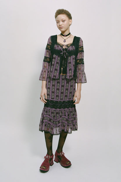 Cameo Stripe Print Tie Blouse