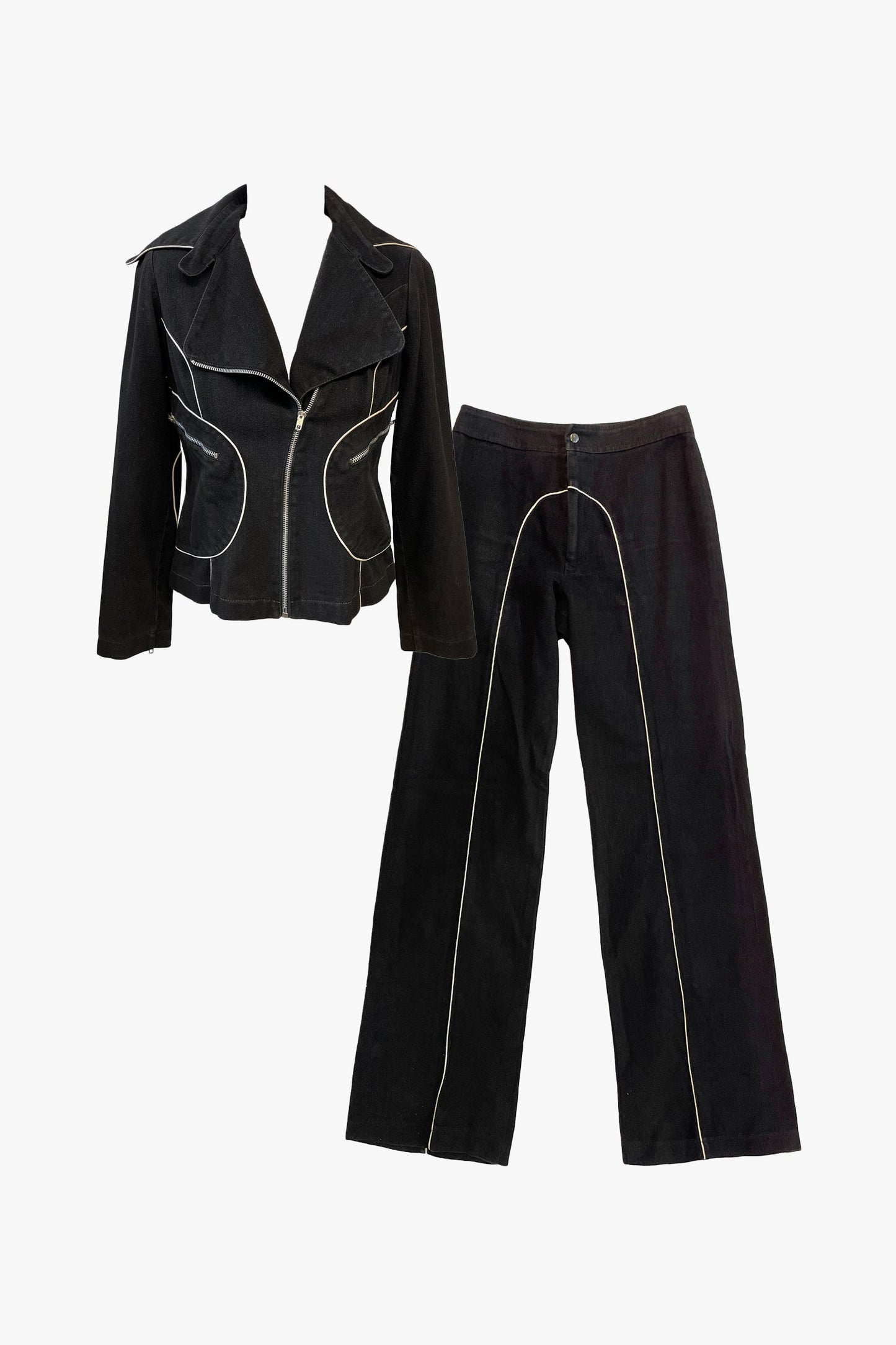 Vintage Roncelli Black Moto Jacket and Pant Set