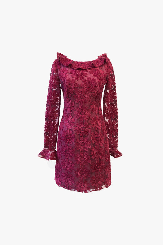 Chenille Floral Long Sleeve Dress