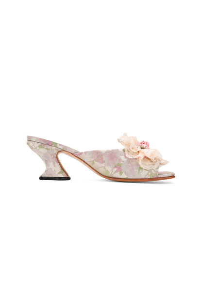 John Fluevog x Anna Sui Brocade Mules- Pink