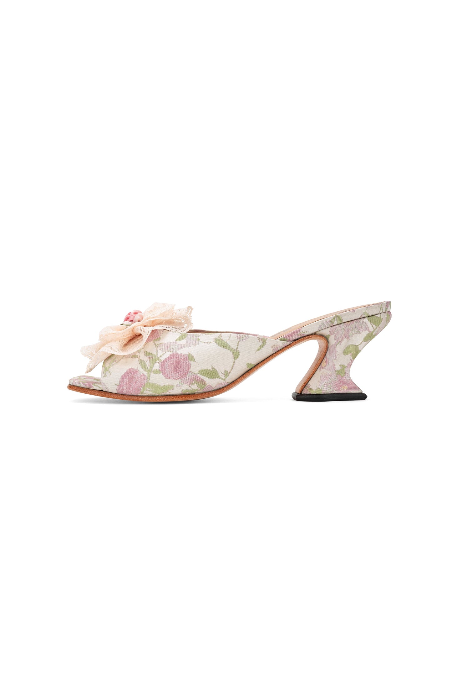 John Fluevog x Anna Sui Brocade Mules- Pink