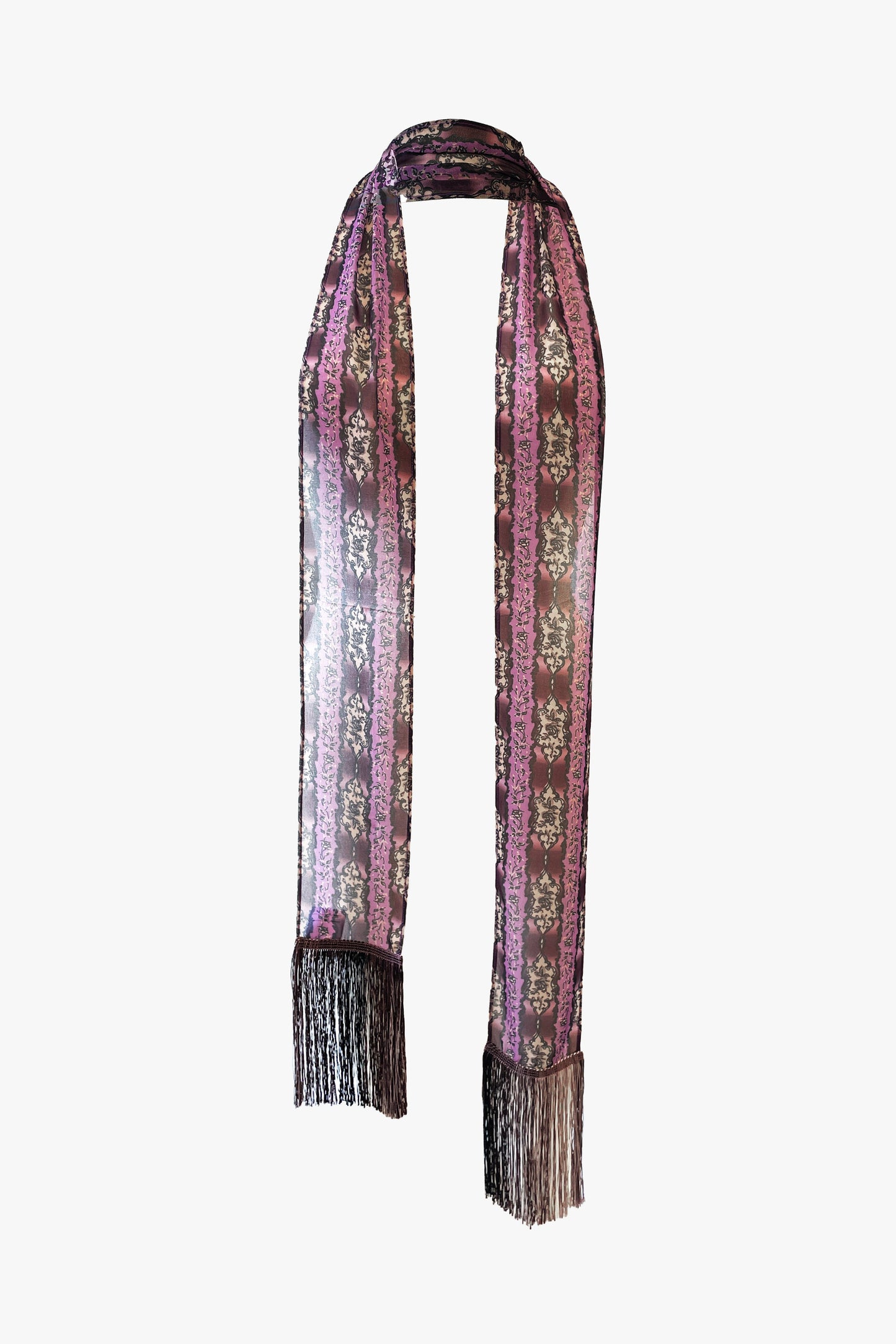 Cameo Stripe Print Fringe Scarf