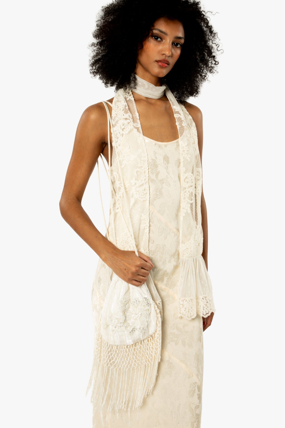 Crushed Velvet Fringe Handbag