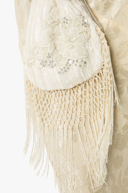Crushed Velvet Fringe Handbag
