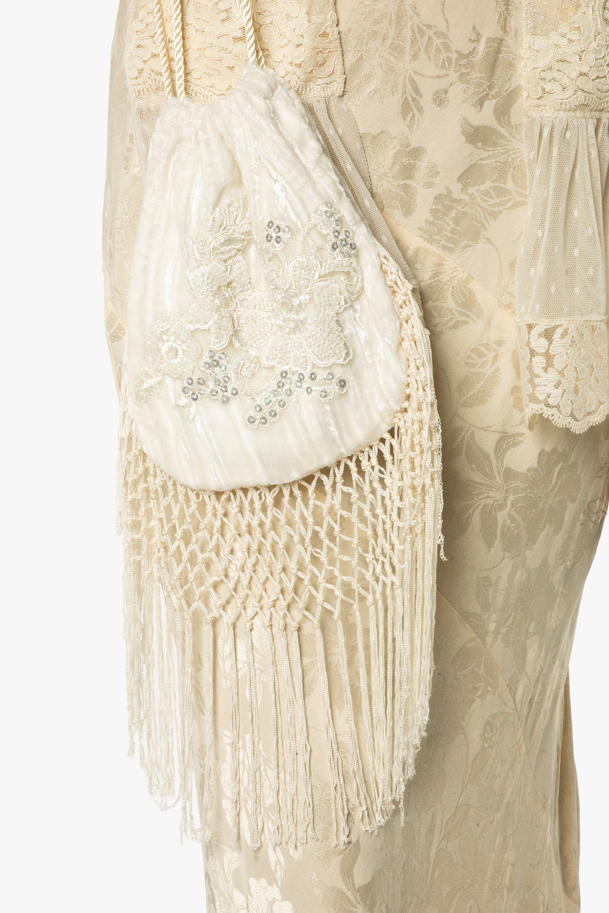 Crushed Velvet Fringe Handbag