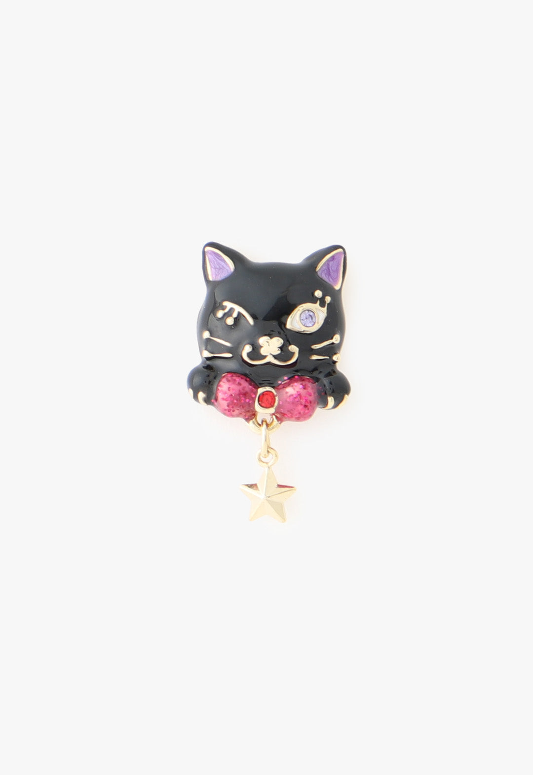 Cat Charm Earrings - Black