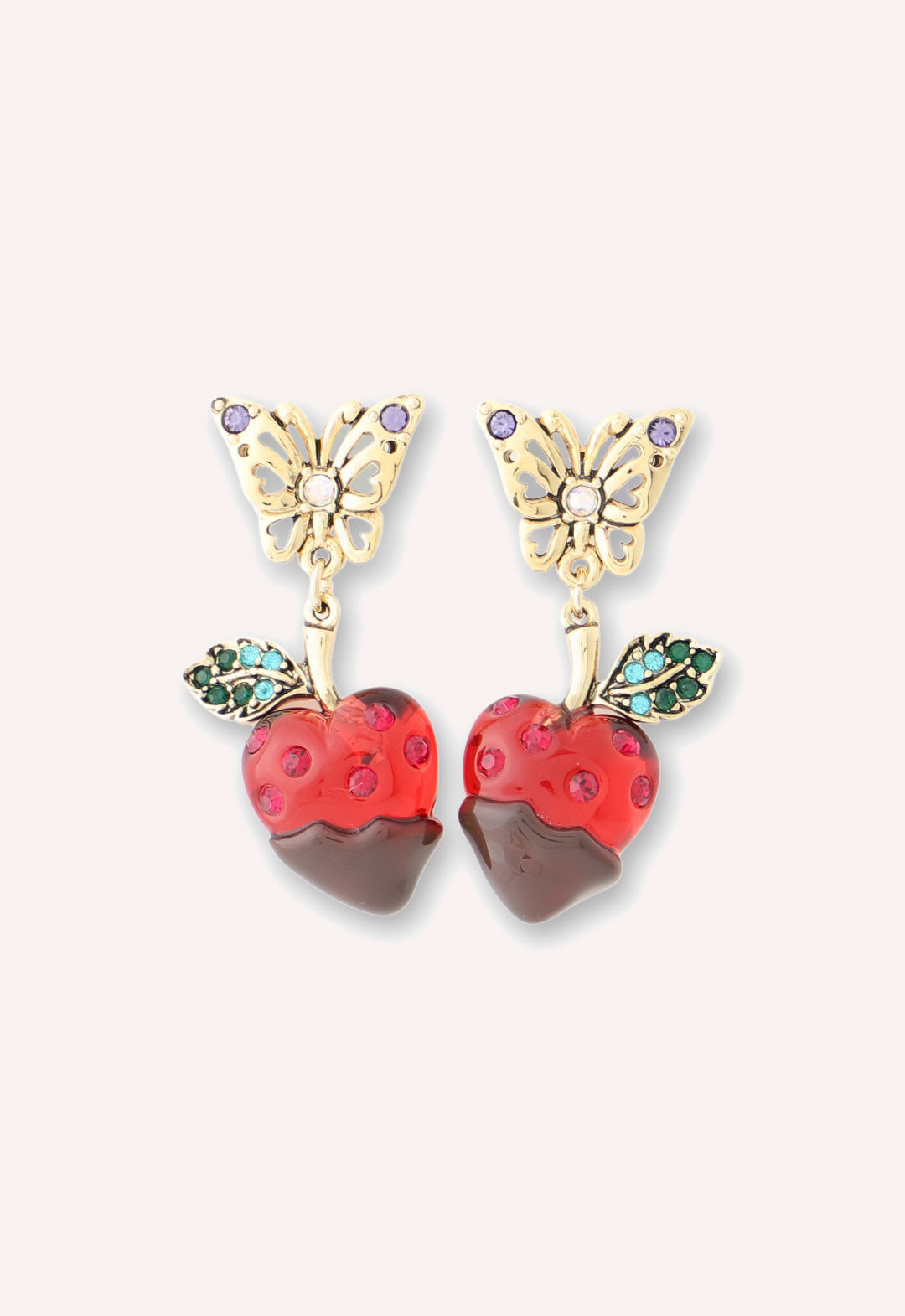 Chocolate Covered Strawberry Earrings Red Multi