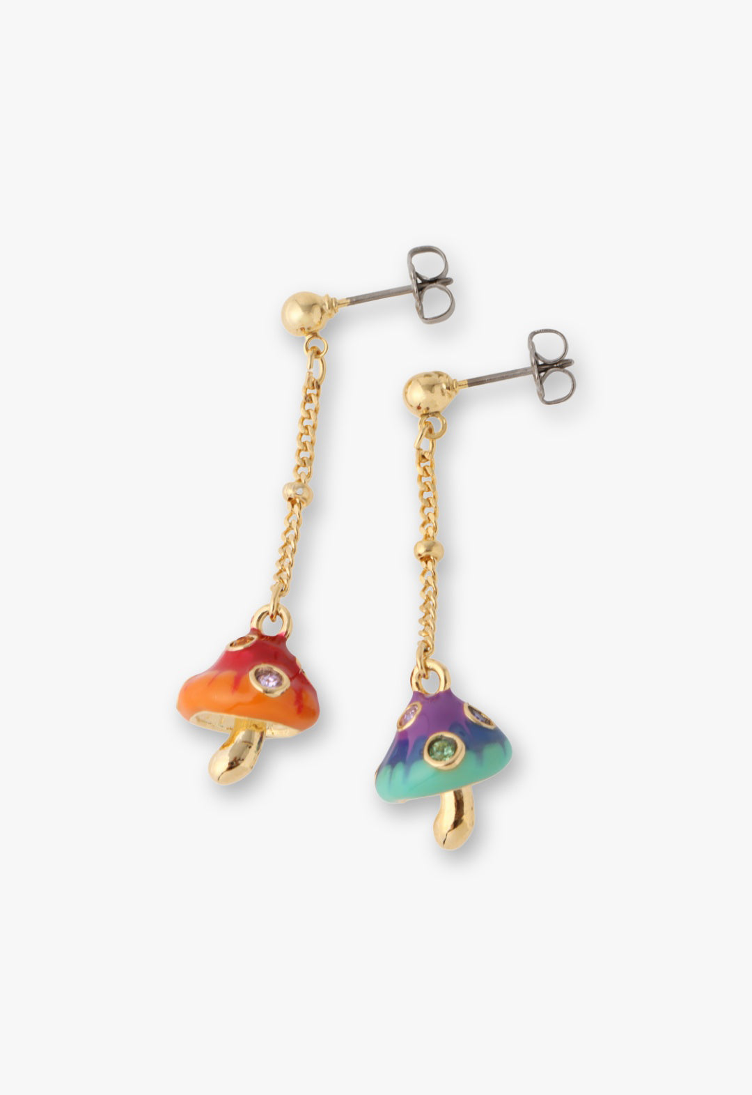 Enchanted Mini Mushroom Earrings - Gold