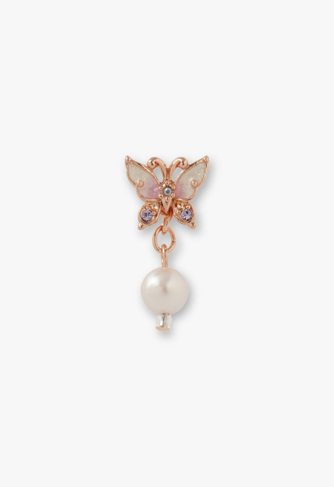 Butterfly Pearl Stud Earrings-Rose Gold