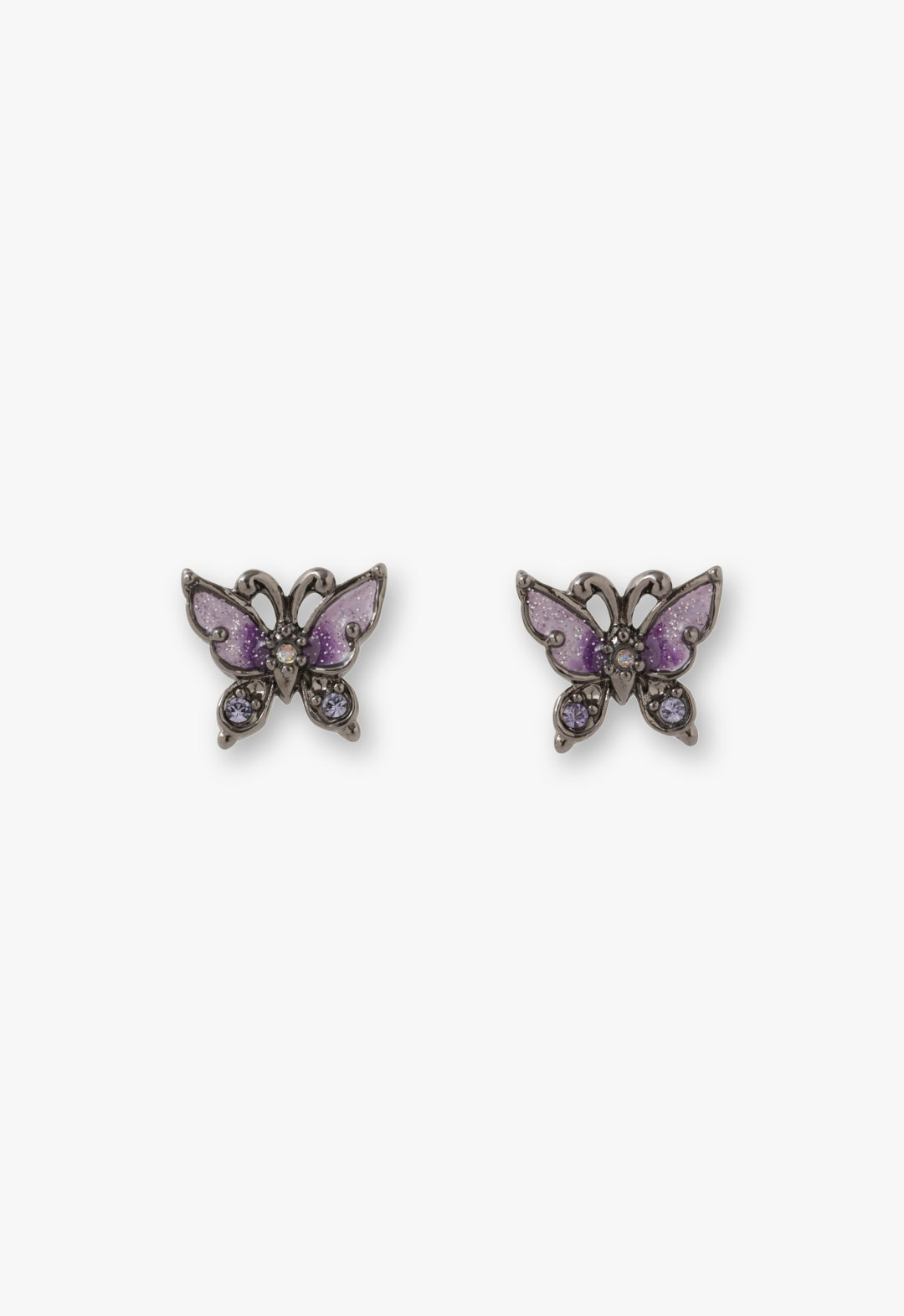 Butterfly Pearl Stud Earrings-Gunmetal