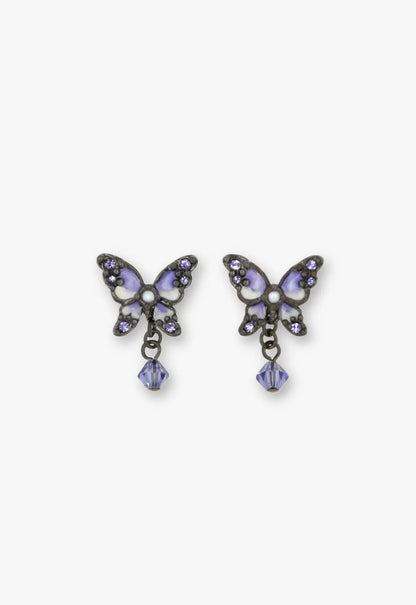 Shining Butterfly Earrings - Purple Gunmetal