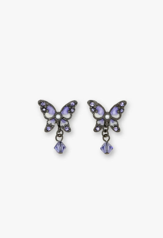 Shining Butterfly Earrings - Purple Gunmetal