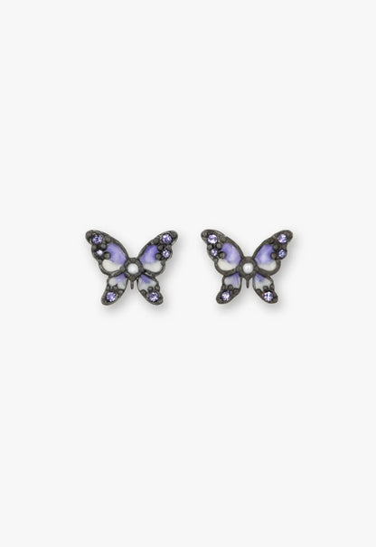 Shining Butterfly Earrings - Purple Gunmetal