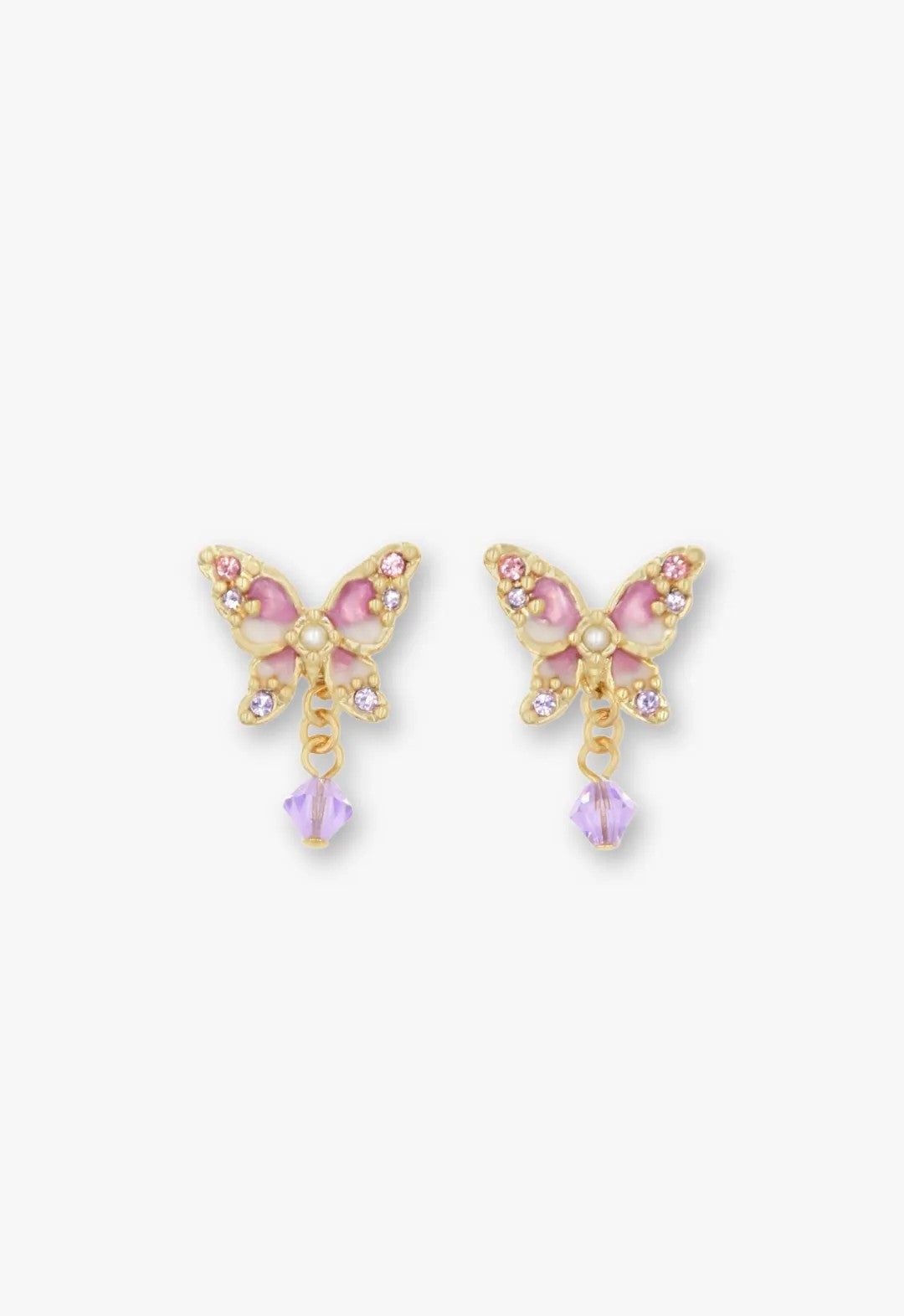 Shining Butterfly Earrings - Pink Gold