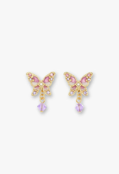 Shining Butterfly Earrings - Pink Gold