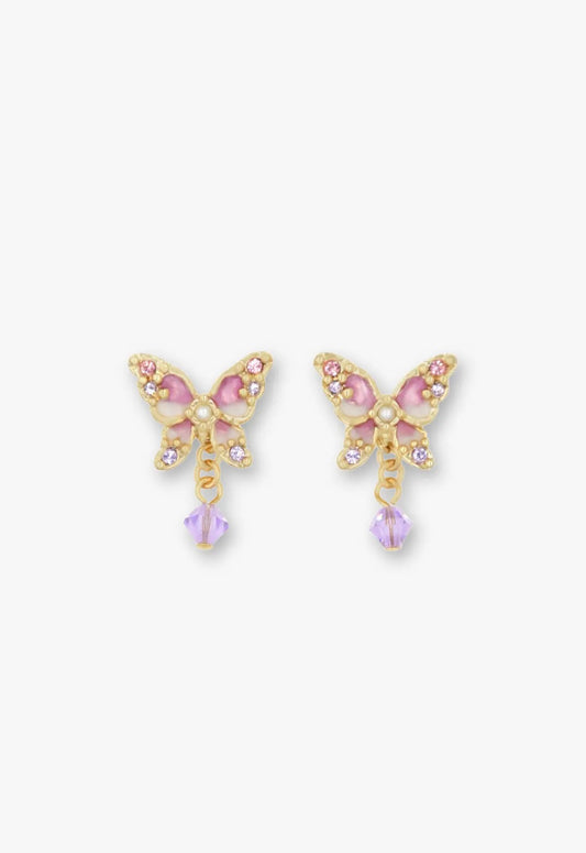 Shining Butterfly Earrings - Pink Gold