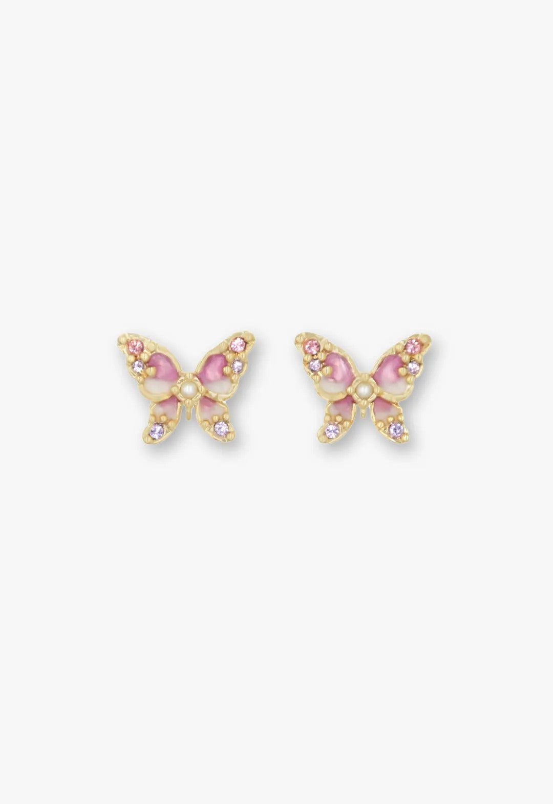 Shining Butterfly Earrings - Pink Gold
