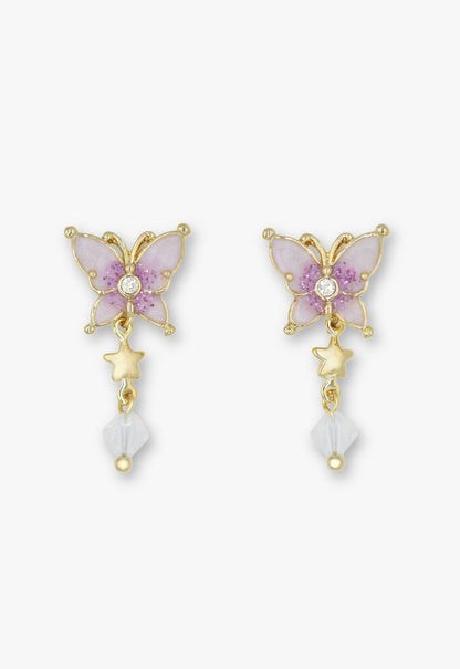 Twilight Butterfly Drop Earrings - Gold