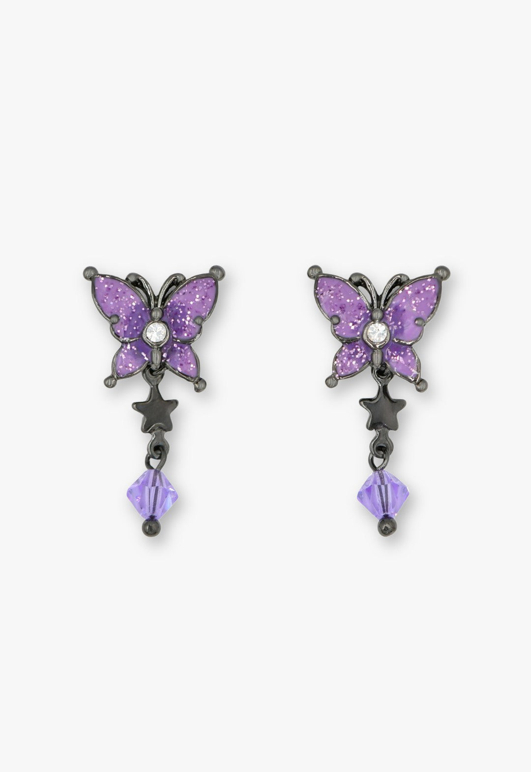 Twilight Gothic Butterfly Earrings - Gunmetal