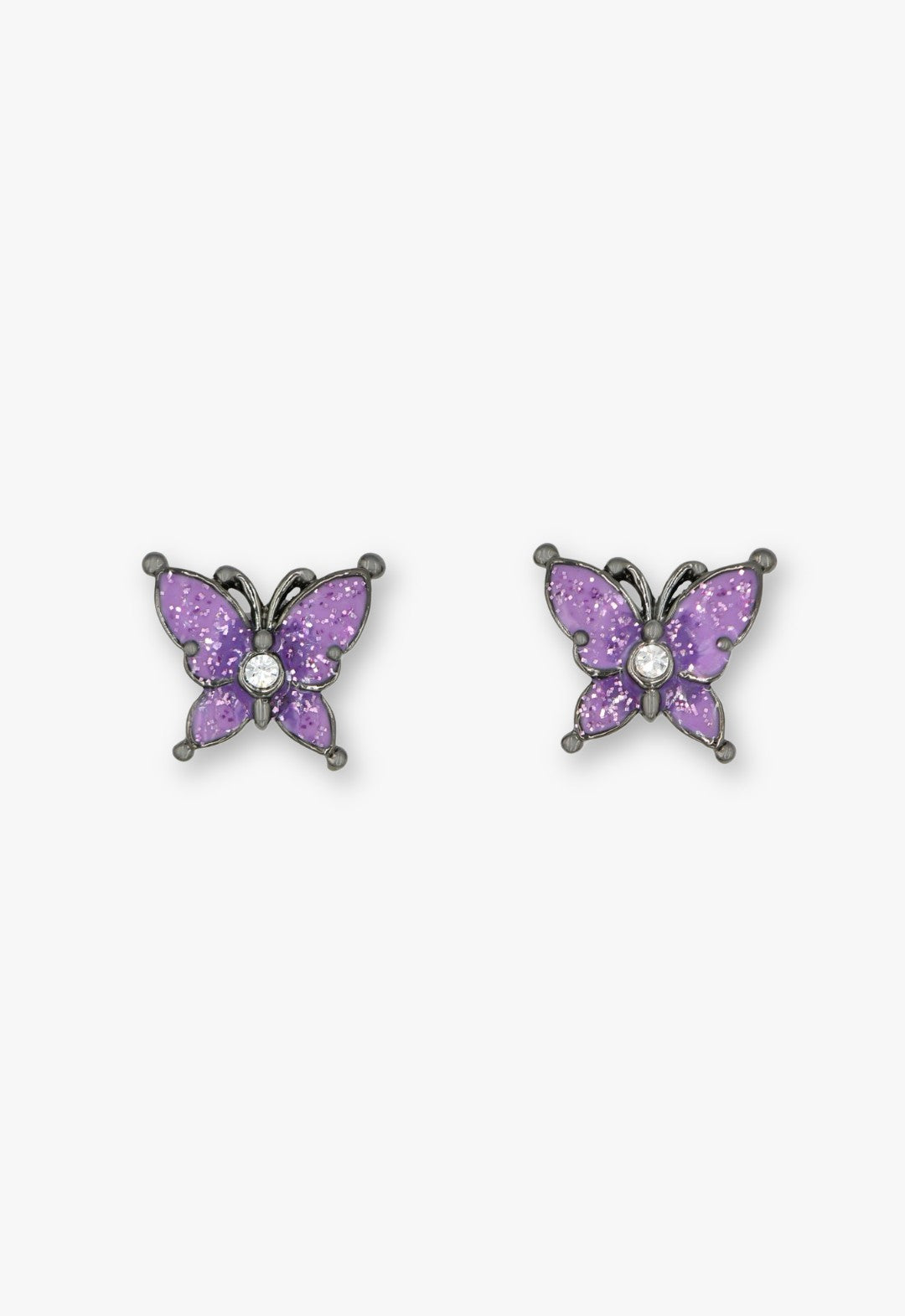 Twilight Gothic Butterfly Earrings - Gunmetal