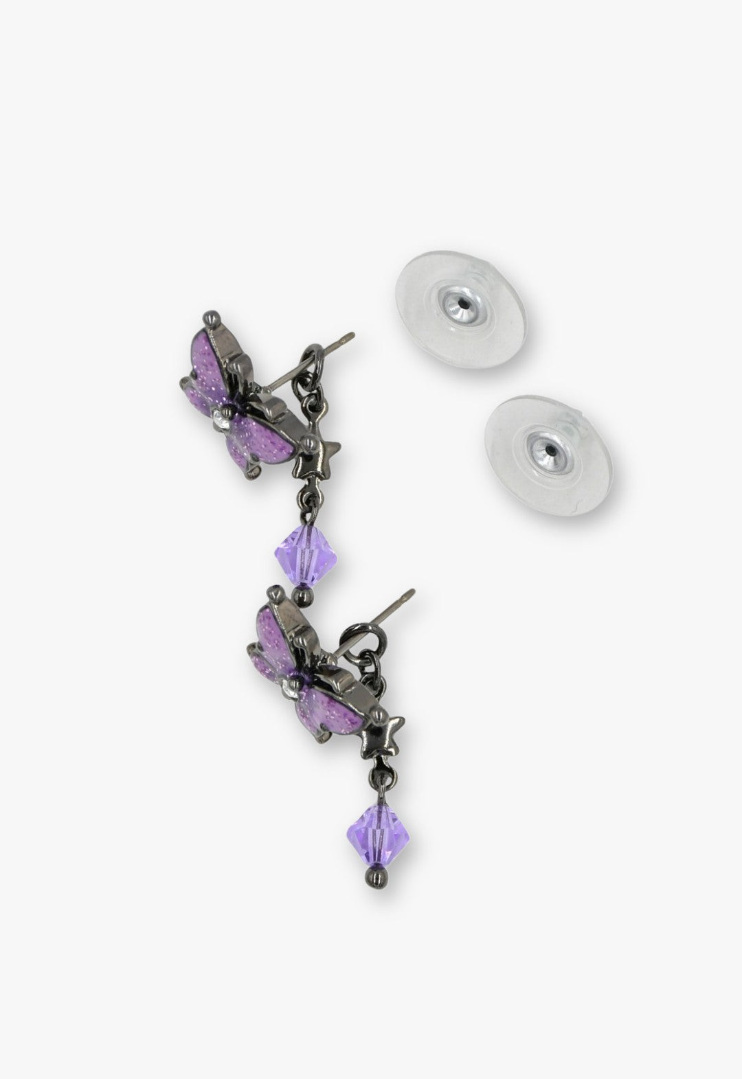 Twilight Gothic Butterfly Earrings - Gunmetal