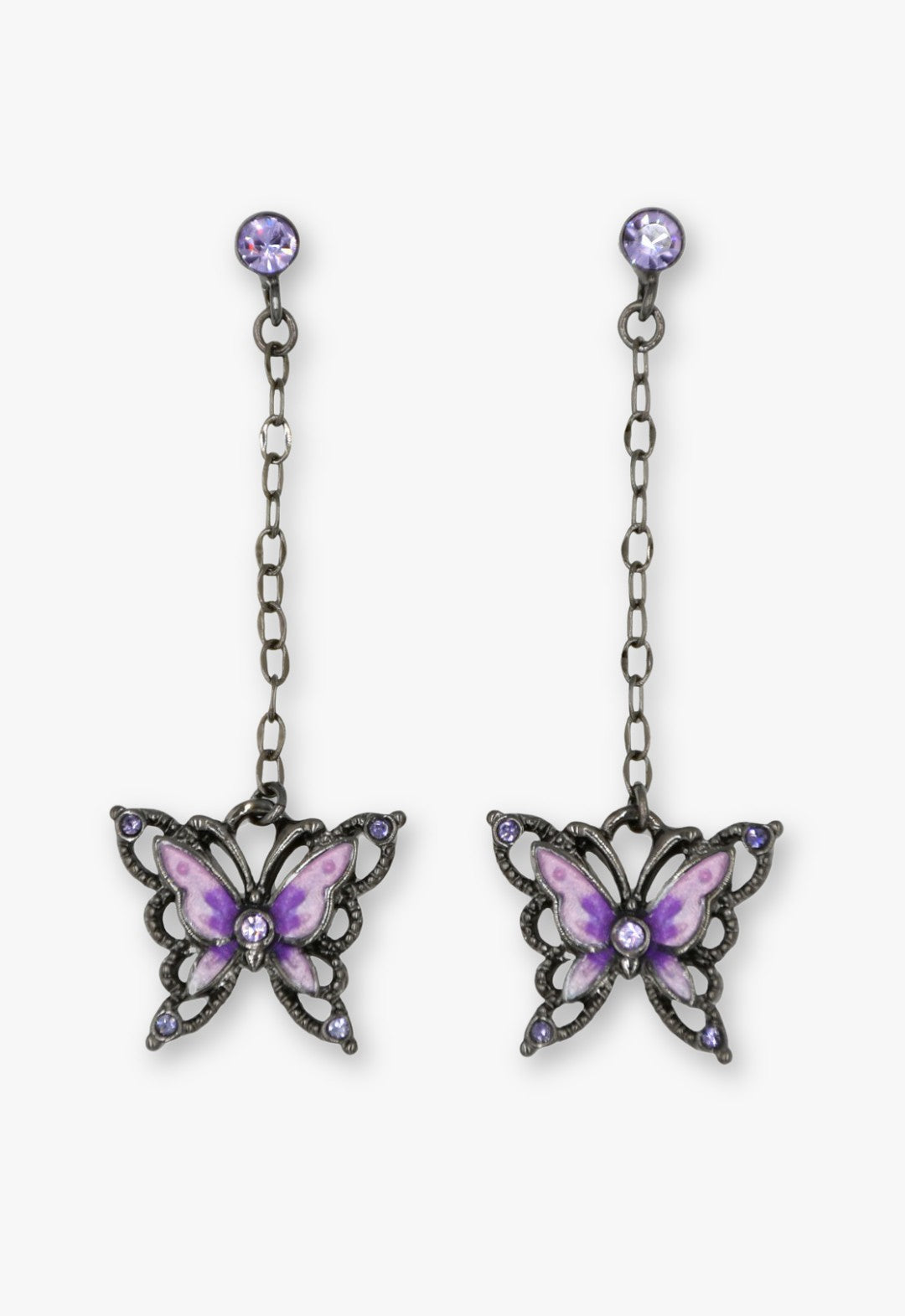 Dark Romance Butterfly Earrings - Gunmetal