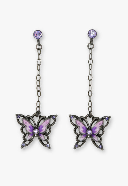 Dark Romance Butterfly Earrings - Gunmetal