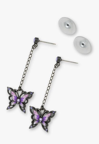Dark Romance Butterfly Earrings - Gunmetal