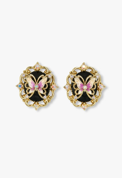 Victorian Romance Butterfly Statement Stud Earrings - Gold