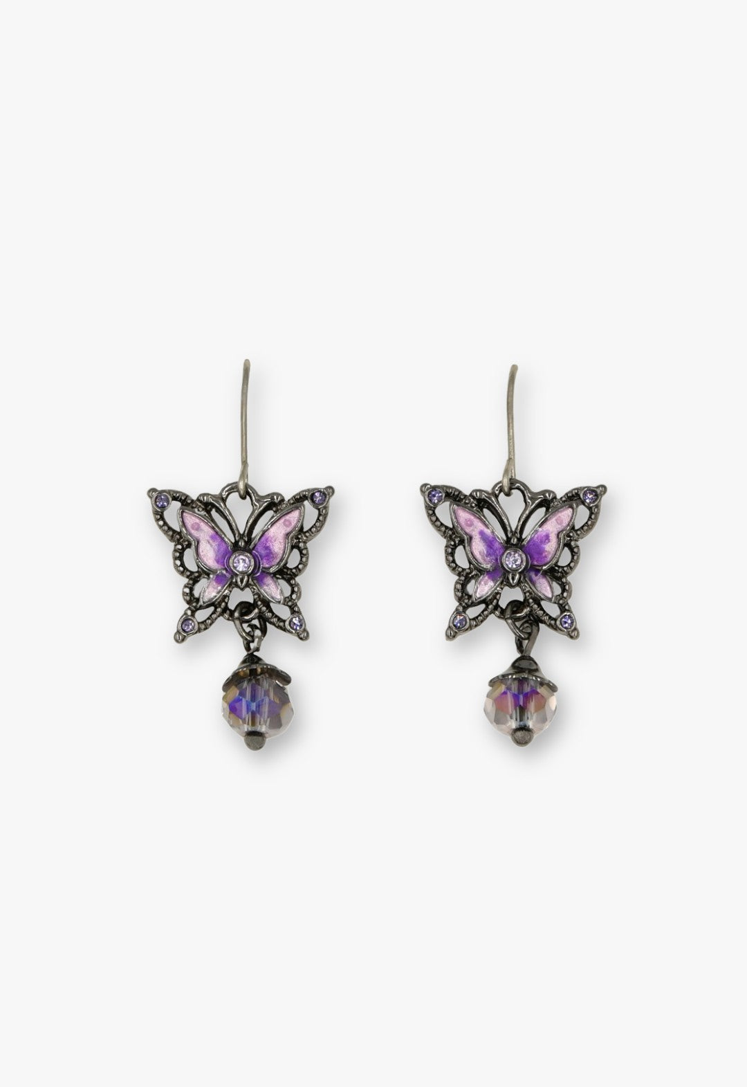 Enchanted Butterfly Dangle Earrings - Gunmetal