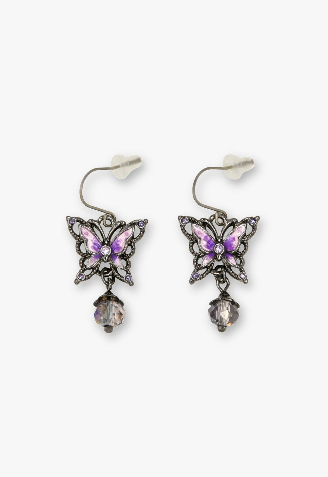 Enchanted Butterfly Dangle Earrings - Gunmetal