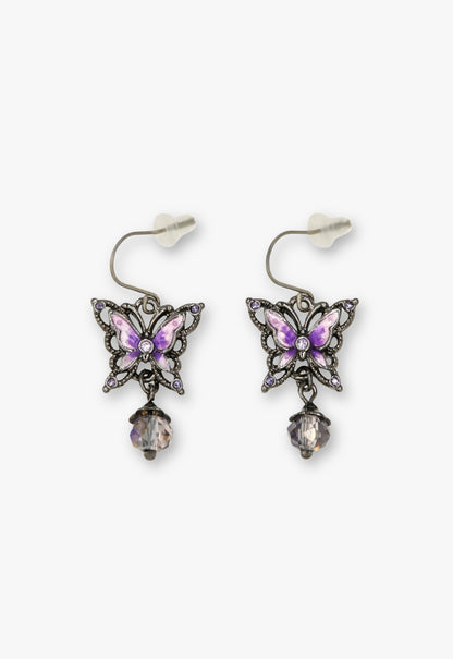 Enchanted Butterfly Dangle Earrings - Gunmetal