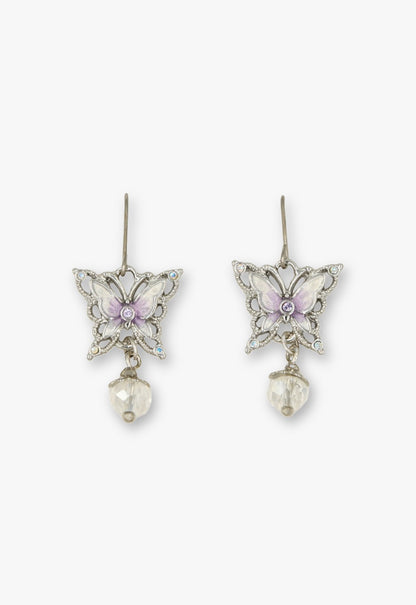Enchanted Butterfly Dangle Earrings - Silver