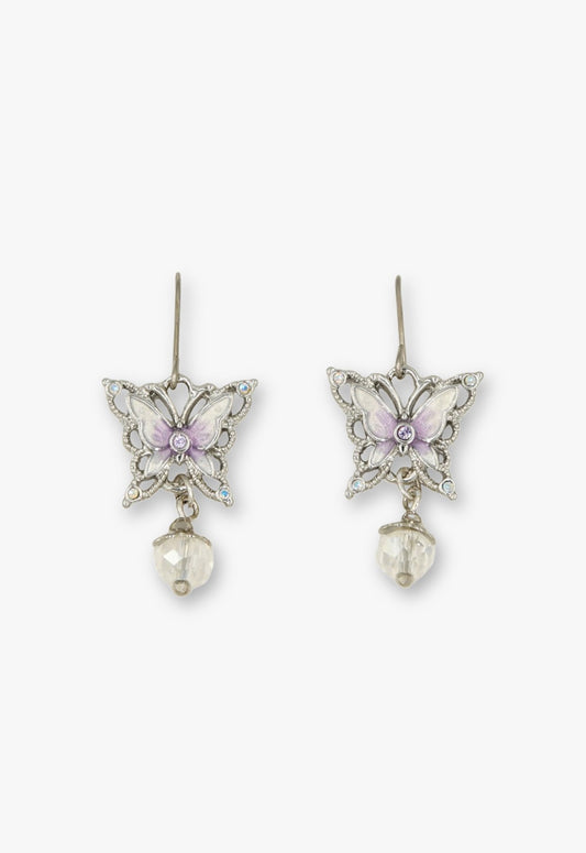 Enchanted Butterfly Dangle Earrings - Silver