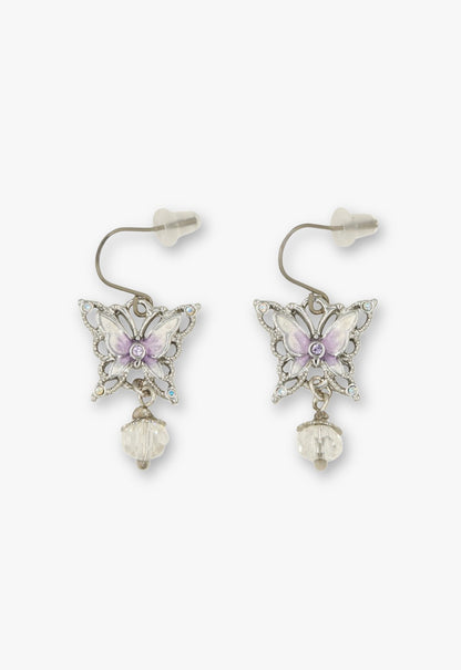 Enchanted Butterfly Dangle Earrings - Silver