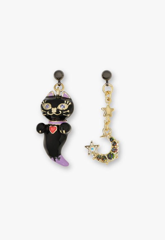 Midnight Kitty & Moon Earrings