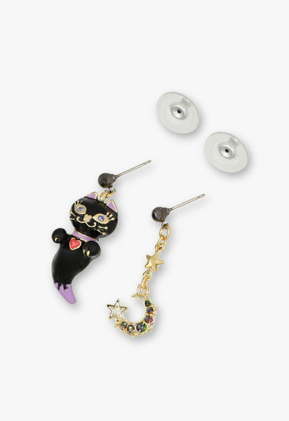 Midnight Kitty & Moon Earrings